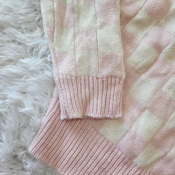 Just Polly‎ Women's Pink Checkered Button Up Cardigan Sweater. Size M - Picture 4 of 9